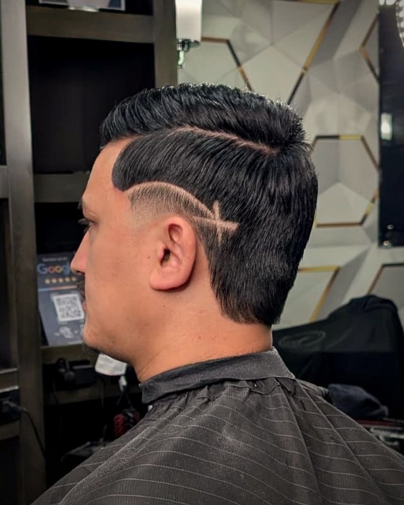 After: skin fade with a design line, BC Barber Shop