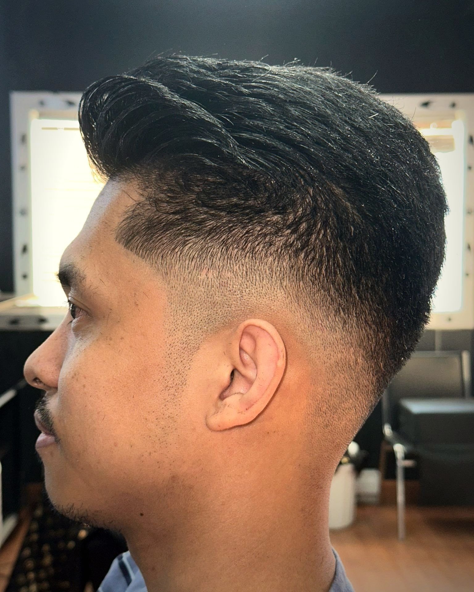 Pompadour with a mid fade, BC Barber Shop