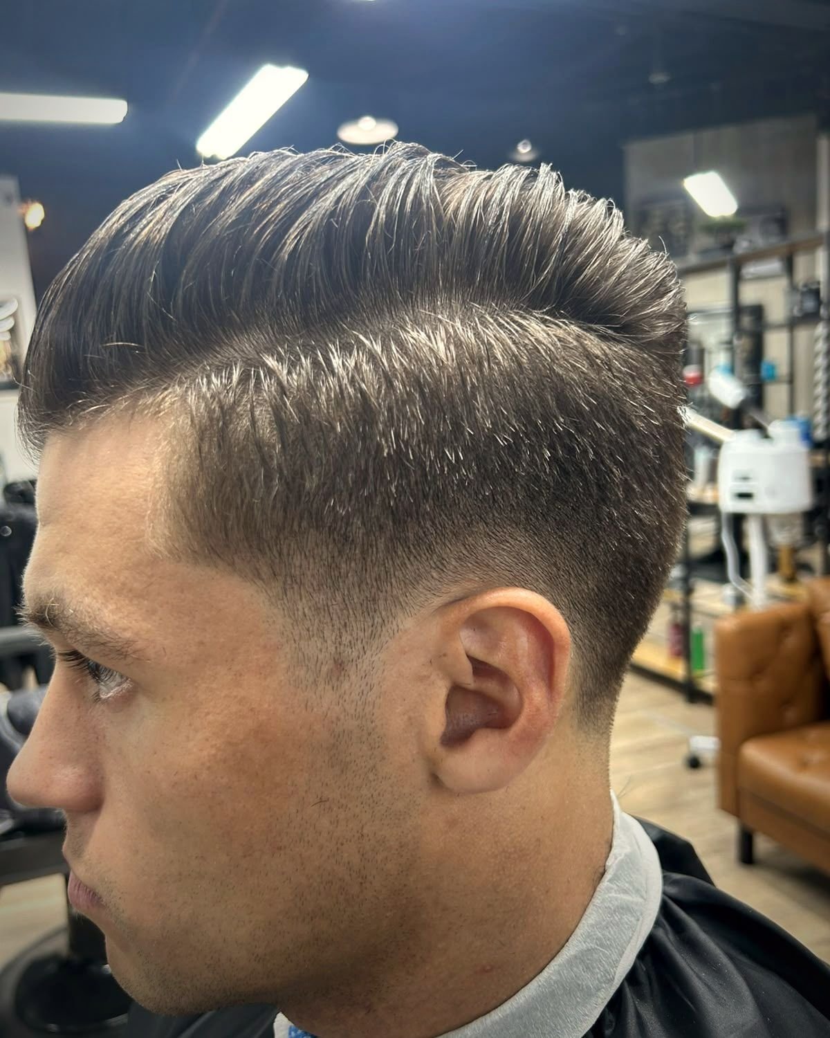 Textured quiff with a low fade, BC Barber Shop