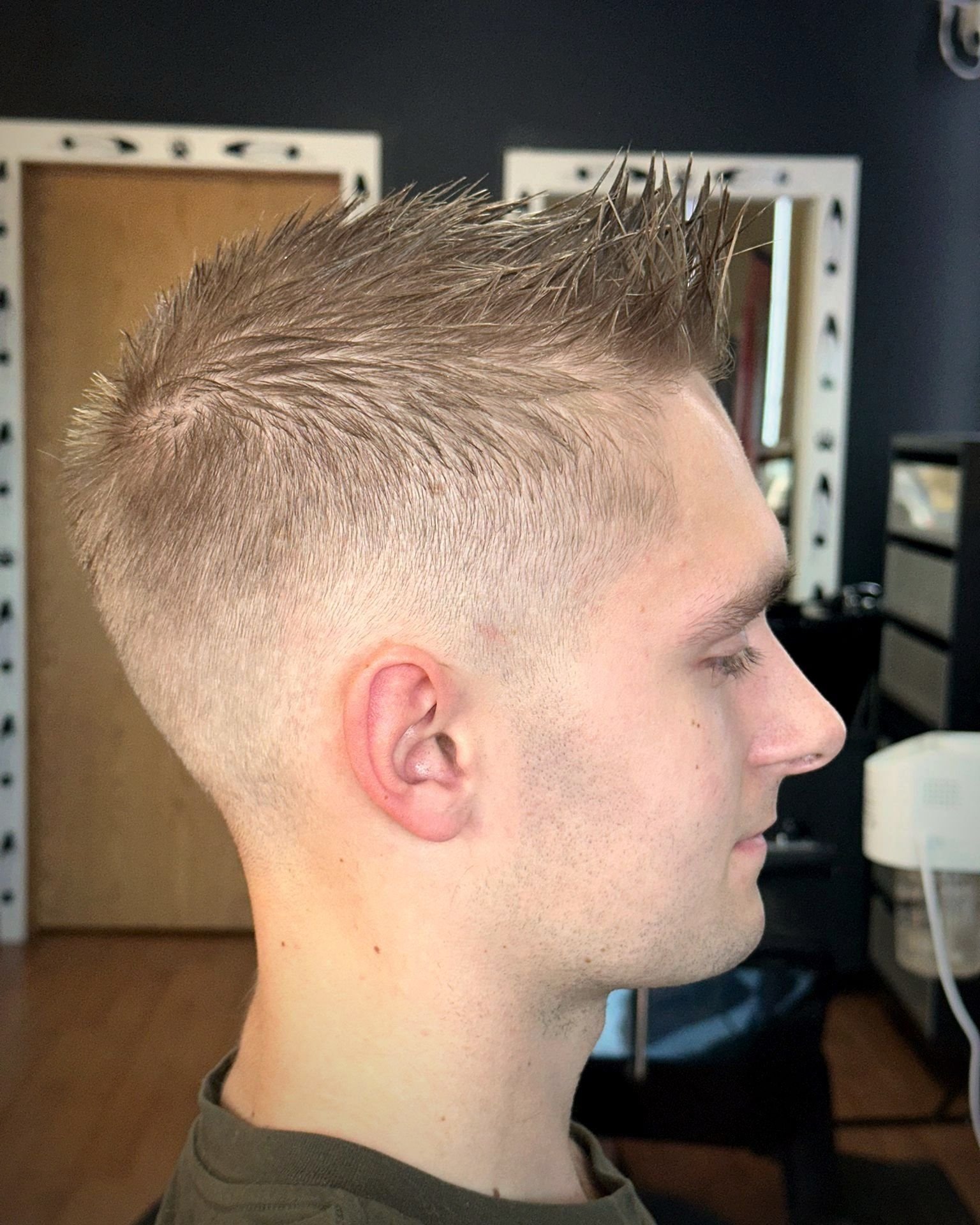 Spiked textured crop with a low fade, BC Barber Shop